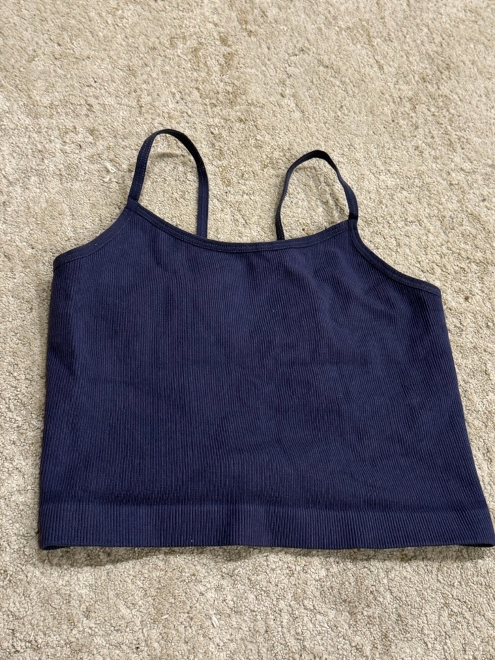 Women's Navy Ribbed Square-Neck Tank Top C